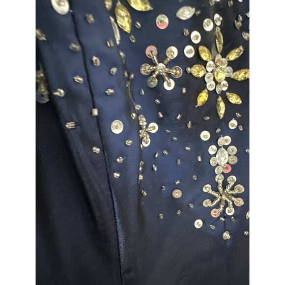 Formal Dress size 3/4 Blue Beaded Rhinestone Tool Prom Gala Party Masquerade - Picture 5 of 7